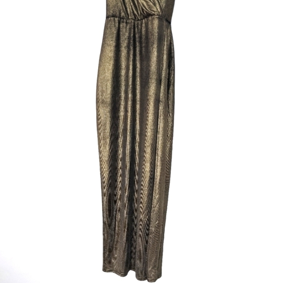 by the way. Jessa Maxi Dress Metallic Gold High Slit Cross Wrap Party Size XS - Picture 5 of 13